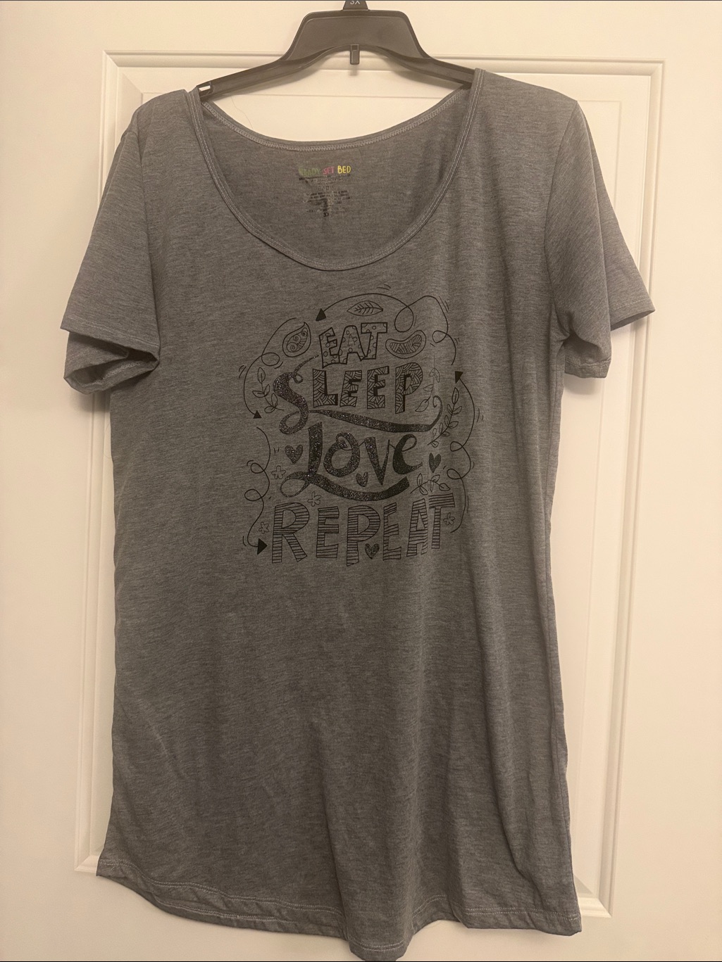 Gray Graphic Tee - "Eat Sleep Love Repeat"